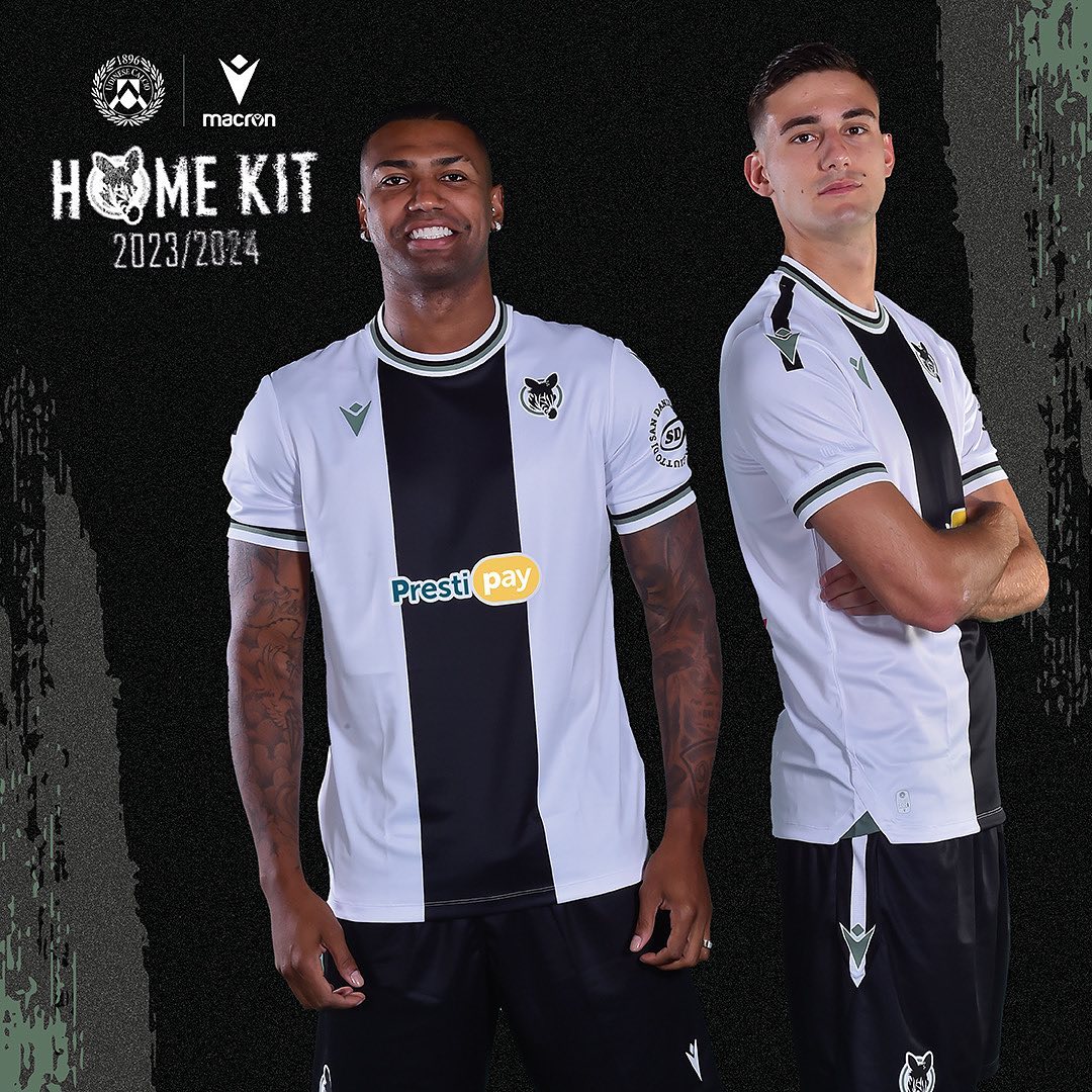 Maglie dell’Udinese 2023-2024: Macron riporta la fascia di Zico