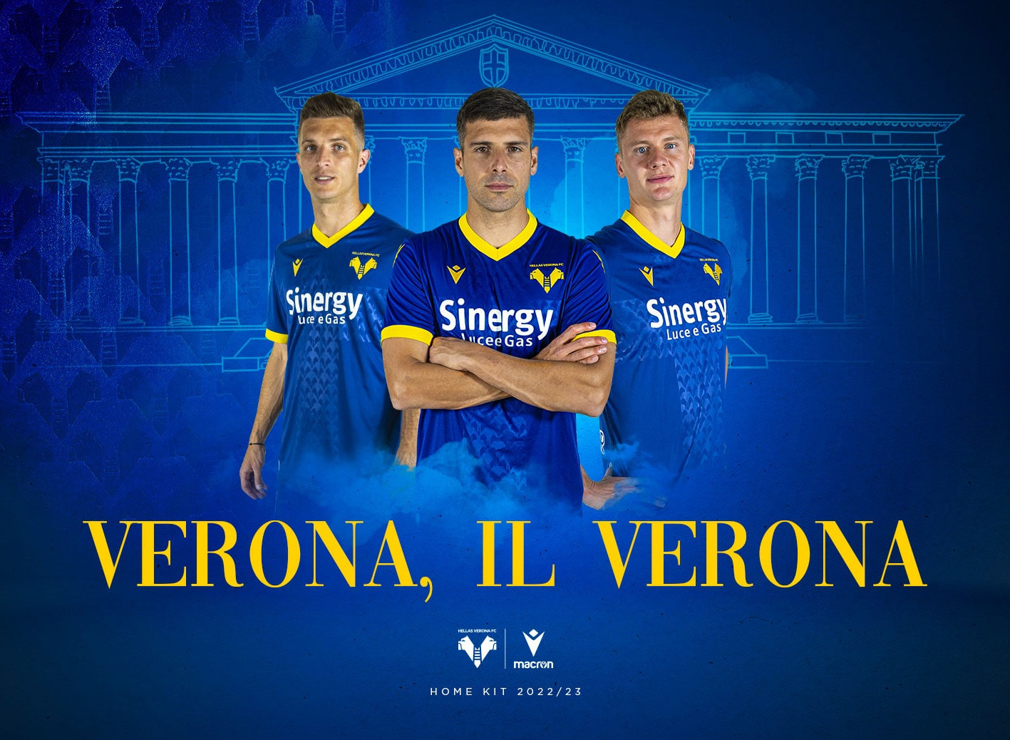 Maglie dell Hellas Verona 2022-2023: la croce della citta e le pietre veronesi
