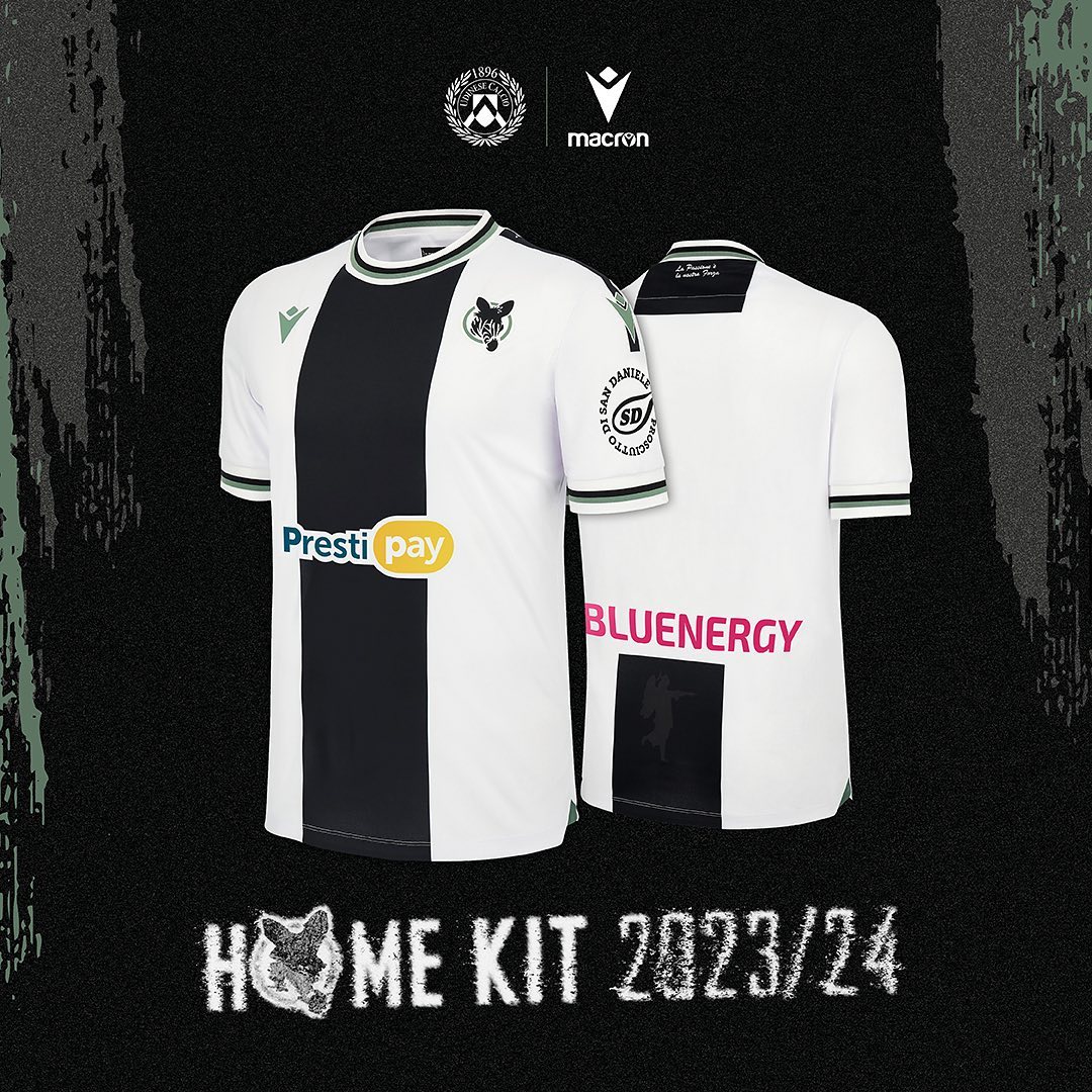 Maglie dell’Udinese 2023-2024: Macron riporta la fascia di Zico