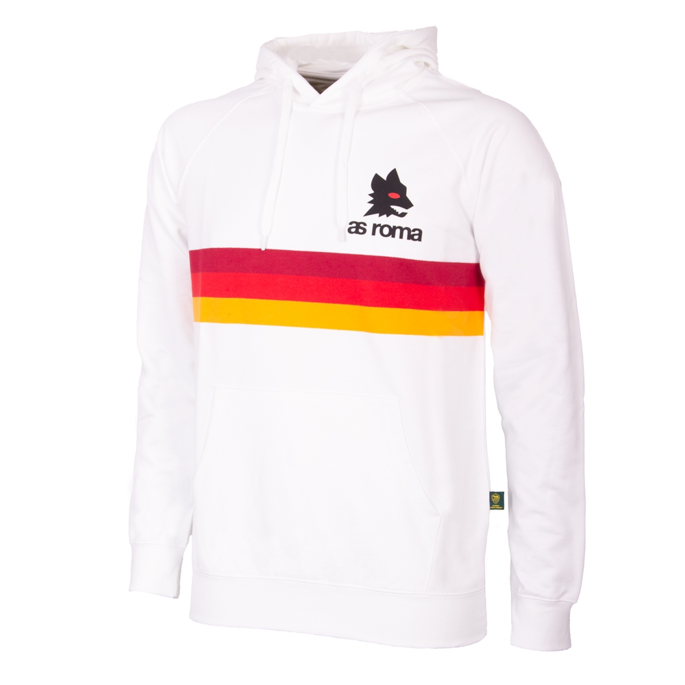 Felpa con cappuccio Retro Stripes AS Roma - Bianco