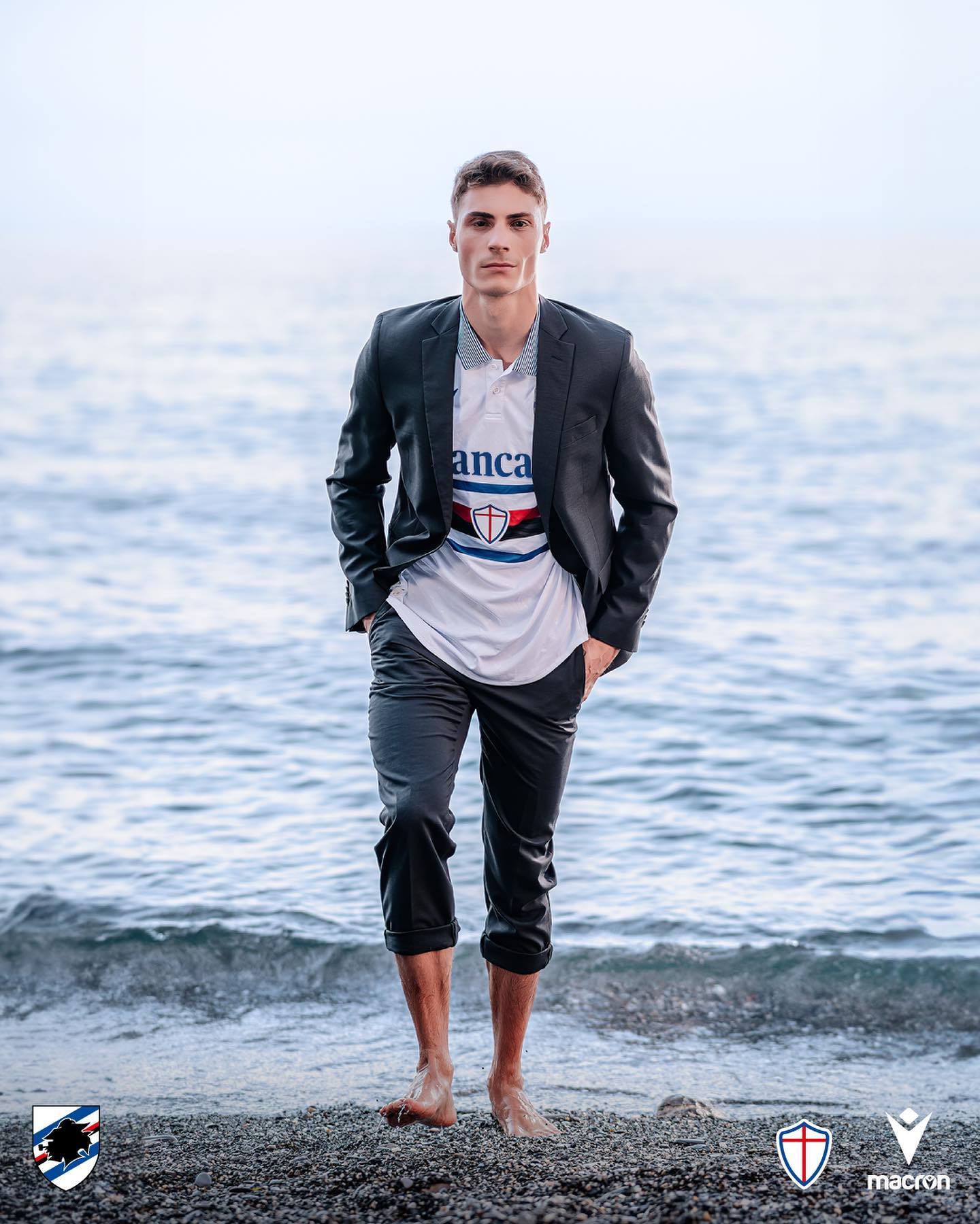 Maglie della Sampdoria 2023-2024: Macron tra onde del mare e Baciccia